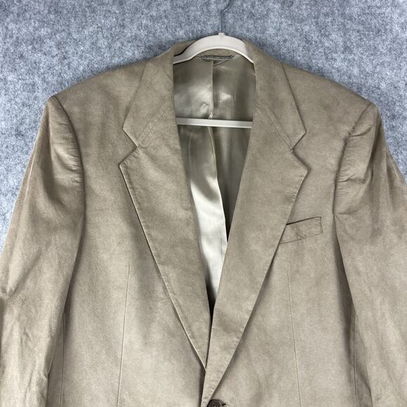 Vintage Christian Dior Monsieur Suede Blazer Sport Coat Mens 42R Beige 2 Button - Picture 2 of 16